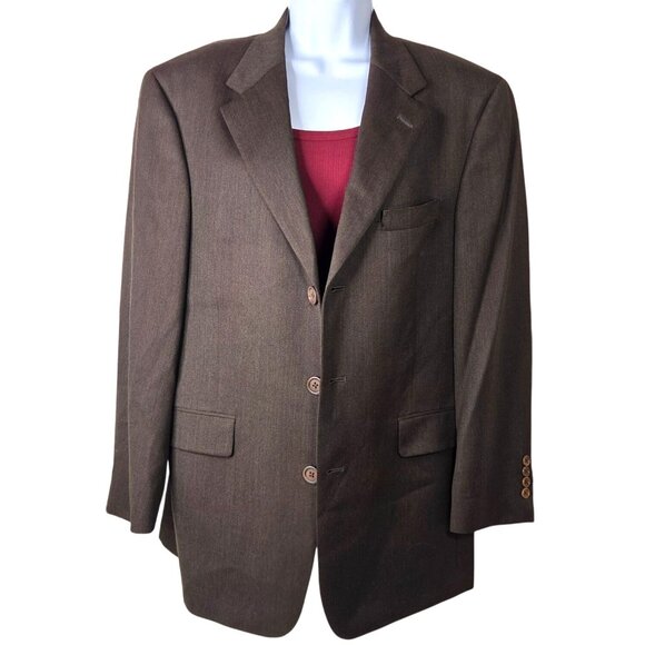 Austin Reed Brown 3 Button Vintage Career Business Blazer Jacket Men's Size 43S - Picture 2 of 11